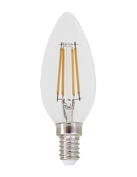 Филаментна LED крушка, E14 C37, 4W, 500lm, 4000K