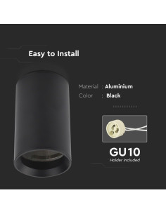 V-TAC GU10 Отливка Външен Монтаж Черна - 8949 - Цена | LEDs4economy 2