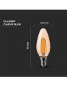 V-tac LED Крушка - 4W Filament E14 Кендъл Амбър 4000K 217113 - 5
