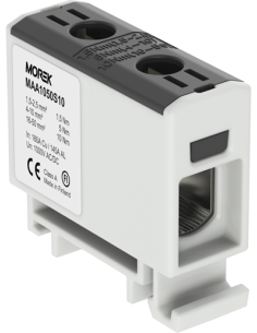 MOREK Тунелна клема ЧЕРНА 1P 160A с 2 отвора OTL50 1xAl/Cu 1,5-50mm² 1000V - MAA1050S10 - Цена | LEDs4economy