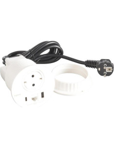 Legrand Модул за вграждане в бюро с 1х Шуко, USB тип A+C и 1х RJ45 Cat.6 UTP, кабел 2m, Ø80mm, цвят БЯЛ, Incara Disq - 654710 -  2