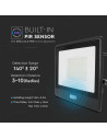 V-TAC 50W LED Прожектор PIR Сензор SAMSUNG Чип Черно Тяло 6400K 1М Кабел - 20291 - 2