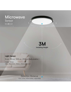 V-TAC 30W LED Плафон Кръг Микровълнов Сензор Черна Рамка 4000К IP44 - 76711 - Цена | LEDs4economy 2