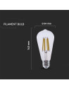 V-tac LED Крушка - 4W Filament E27 ST64 3000K 2996 - 5
