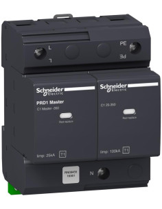 SE Катоден отводител тип 1 PRD1 Master 25kA 350V 1P+N с индикация - 16361 - Цена | LEDs4economy