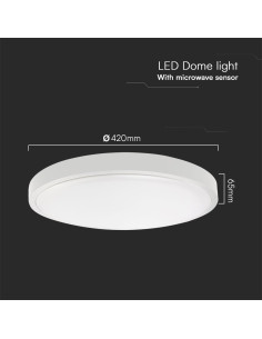 V-TAC 36W LED Плафон Сензор SAMSUNG Чип 4000 Кръг Бяла Рамка IP44 - 76651-24 - Цена | LEDs4economy 2