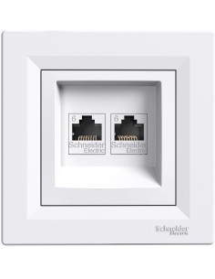 SE Розетка 2xRJ45 UTP cat.6 моноблок цвят Бял Asfora - EPH4800121 - Цена | LEDs4economy