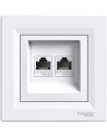 SE Розетка 2xRJ45 UTP cat.6 моноблок цвят Бял Asfora - EPH4800121 - Цена | LEDs4economy
