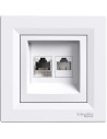 SE Розетка RJ45 UTP cat.5е + RJ12 моноблок цвят Бял Asfora - EPH4900121 - Цена | LEDs4economy