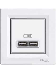 SE Розетка 2хUSB за зареждане тип A 2.1A 10.5W моноблок цвят Бял Asfora - EPH2700221 - Цена | LEDs4economy