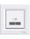 SE Розетка 2хUSB за зареждане тип A 2.1A 10.5W моноблок цвят Бял Asfora - EPH2700221 - Цена | LEDs4economy