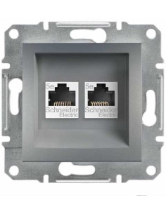 SE Розетка 2xRJ45 UTP cat.5e цвят Стомана Asfora - EPH4400162 - Цена | LEDs4economy