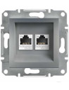 SE Розетка 2xRJ45 UTP cat.5e цвят Стомана Asfora - EPH4400162 - Цена | LEDs4economy