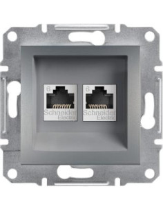 SE Розетка 2xRJ45 UTP cat.6 цвят Стомана Asfora - EPH4800162 - Цена | LEDs4economy