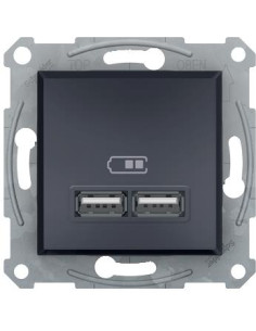 SE Розетка 2хUSB за зареждане тип A 2.1A 10.5W цвят Антрацит Asfora - EPH2700271 - Цена | LEDs4economy