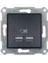 SE Розетка 2хUSB за зареждане тип A 2.1A 10.5W цвят Антрацит Asfora - EPH2700271 - Цена | LEDs4economy