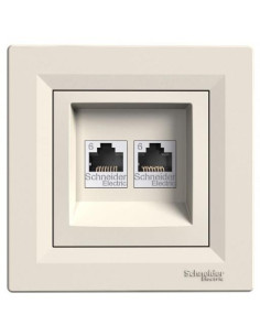 SE Розетка 2xRJ45 UTP cat.6 моноблок цвят Крем Asfora - EPH4800123 - Цена | LEDs4economy