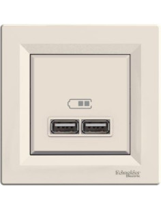 SE Розетка 2хUSB за зареждане тип A 2.1A 10.5W моноблок цвят Крем Asfora - EPH2700223 - Цена | LEDs4economy