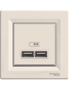 SE Розетка 2хUSB за зареждане тип A 2.1A 10.5W моноблок цвят Крем Asfora - EPH2700223 - Цена | LEDs4economy