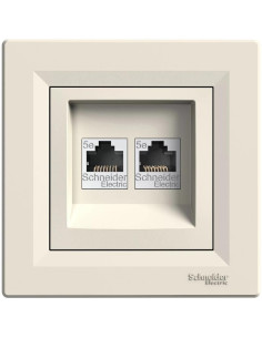 SE Розетка 2xRJ45 UTP cat.5e моноблок цвят Крем Asfora - EPH4400123 - Цена | LEDs4economy