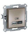 SE Розетка 2хUSB за зареждане тип A+C 2.4A 12W цвят Бронз Asfora - EPH2700369 - Цена | LEDs4economy
