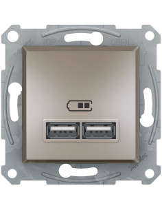 SE Розетка 2хUSB за зареждане тип A 2.1A 10.5W цвят Бронз Asfora - EPH2700269 - Цена | LEDs4economy