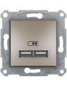 SE Розетка 2хUSB за зареждане тип A 2.1A 10.5W цвят Бронз Asfora - EPH2700269 - Цена | LEDs4economy