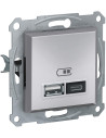 SE Розетка 2хUSB за зареждане тип A+C 2.4A 12W цвят Алуминий Asfora - EPH2700361 - Цена | LEDs4economy