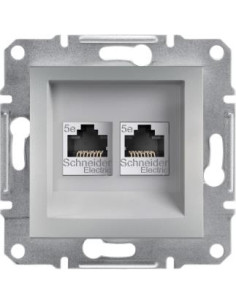 SE Розетка 2xRJ45 UTP cat.5e цвят Алуминий Asfora - EPH4400161 - Цена | LEDs4economy