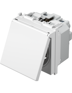 TEM Контакт шуко 2P+E 16A 2M с капаче, цвят Бял гланц, Modul - VM11PP - Цена | LEDs4economy