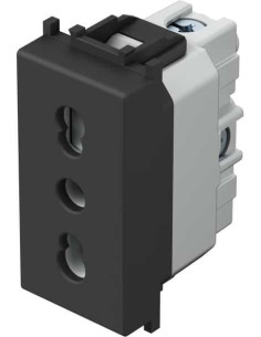 TEM Контакт италиански стандарт 2P+E 16A 1M, цвят Черен мат, Modul - VM30SB - Цена | LEDs4economy