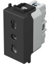 TEM Контакт италиански стандарт 2P+E 16A 1M, цвят Черен мат, Modul - VM30SB - Цена | LEDs4economy