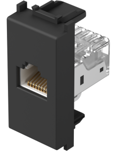 TEM Розетка RJ45 Cat.5e UTP 1M, цвят Черен мат, Modul - KM37SB - Цена | LEDs4economy