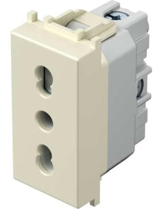 TEM Контакт италиански стандарт 2P+E 16A 1M, цвят Крем гланц, Modul - VM30IW - Цена | LEDs4economy