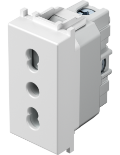 TEM Контакт италиански стандарт 2P+E 16A 1M, цвят Бял мат, Modul - VM30MW - Цена | LEDs4economy