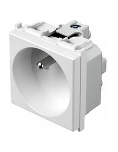 TEM Контакт френски стандарт 2P+E 16A 2M, цвят Бял гланц, Modul - VM40PW - Цена | LEDs4economy