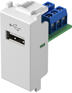 TEM Розетка USB A 2.0 за данни 1M, цвят Бял гланц, Modul - KM51PW - Цена | LEDs4economy