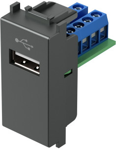 TEM Розетка USB A 2.0 за данни 1M, цвят Антрацит, Modul - KM51AT - Цена | LEDs4economy