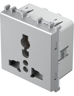 TEM Контакт мулти стандарт 2P+E 13A 2M, цвят Сребро мат, Modul - VM55ES - Цена | LEDs4economy