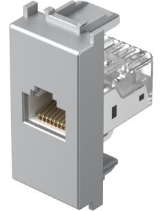 TEM Розетка RJ45 Cat.5e UTP 1M, цвят Сребро мат, Modul - KM37ES - Цена | LEDs4economy