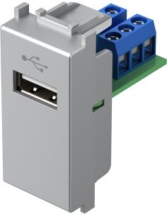 TEM Розетка USB A 2.0 за данни 1M, цвят Сребро мат, Modul - KM51ES - Цена | LEDs4economy