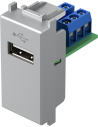 TEM Розетка USB A 2.0 за данни 1M, цвят Сребро мат, Modul - KM51ES - Цена | LEDs4economy