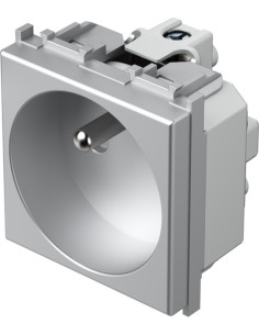 TEM Контакт френски стандарт 2P+E 16A 2M, цвят Сребро мат, Modul - VM40ES - Цена | LEDs4economy