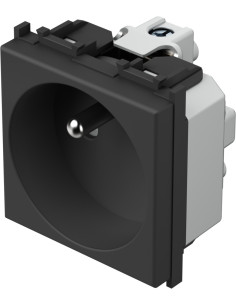 TEM Контакт френски стандарт 2P+E 16A 2M, цвят Черен мат, Modul - VM40SB - Цена | LEDs4economy