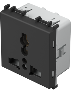 TEM Контакт мулти стандарт 2P+E 13A 2M, цвят Черен мат, Modul - VM55SB - Цена | LEDs4economy