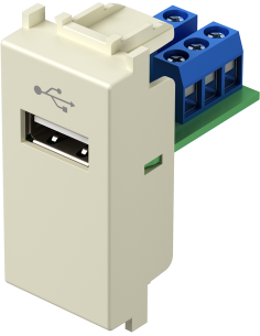TEM Розетка USB A 2.0 за данни 1M, цвят Крем гланц, Modul - KM51IW - Цена | LEDs4economy