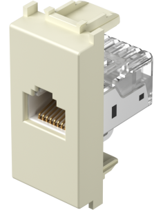TEM Розетка RJ45 Cat.5e UTP 1M, цвят Крем гланц, Modul - KM37IW - Цена | LEDs4economy