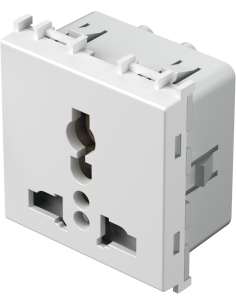 TEM Контакт мулти стандарт 2P+E 13A 2M, цвят Бял мат, Modul - VM55MW - Цена | LEDs4economy