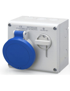 Scame Промишлен контакт 2P+Е 32A IP44 с механична блокировка серия Omnia - 500.3283 - Цена | LEDs4economy