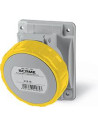 Scame Промишлен контакт ЖЪЛТ 2P+Е 16A 100-130V IP66/67, 4h серия Optima панелен монтаж 70х87мм - 418.1660 - Цена | LEDs4economy